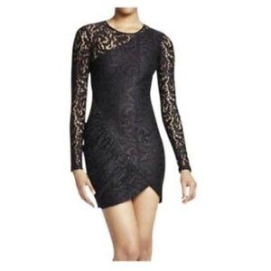 PARKER lace long-sleeve tulip mini dress in Size S